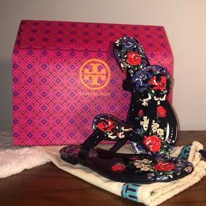 Tory Burch Miller Sandal- Navy Tea Rose (407)